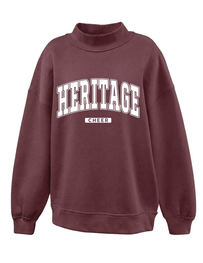 Heritage Cheer Oversized Print Mulberry Mock Neck Sweatshirt