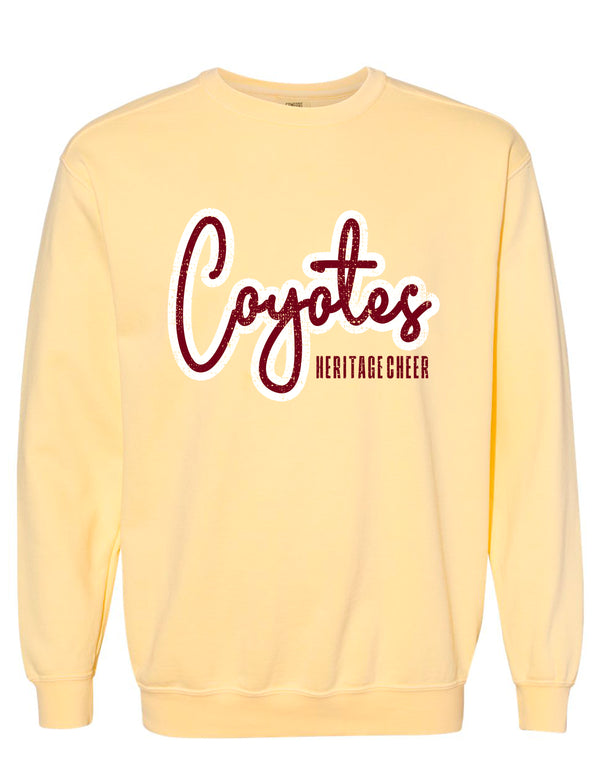 Heritage Cheer Script Butter Comfort Colors Crewneck
