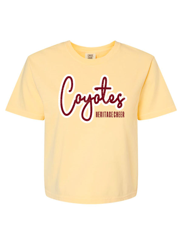 Heritage Cheer Script Butter Comfort Colors Cropped Tee