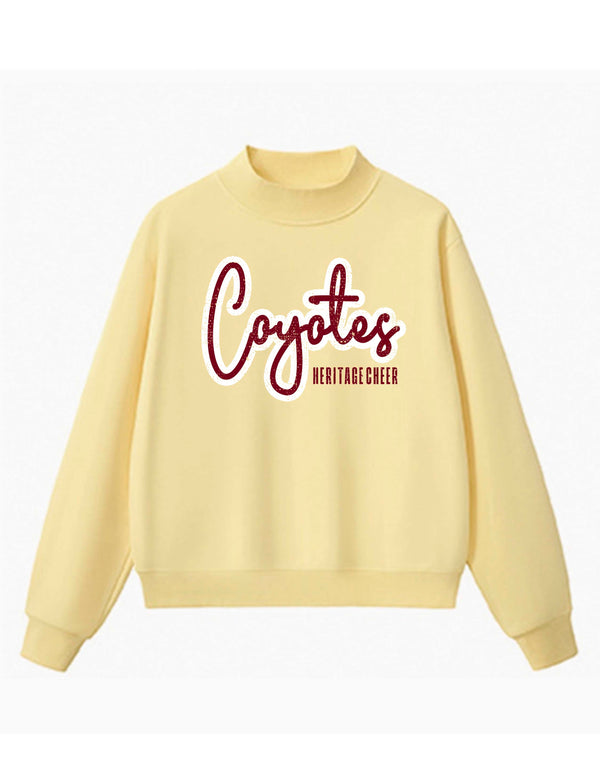Heritage Cheer Script Butter Mock Neck Sweatshirt
