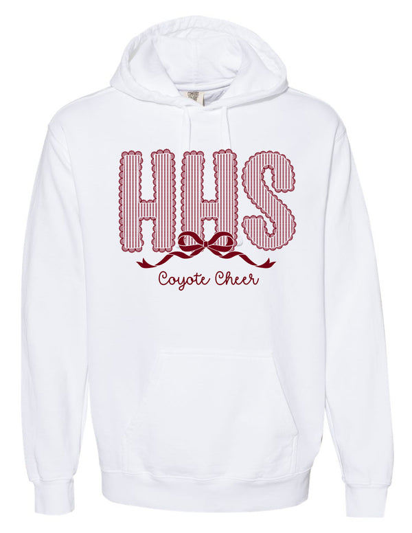 Heritage Cheer Seersucker Lace White Comfort Colors Hoodie