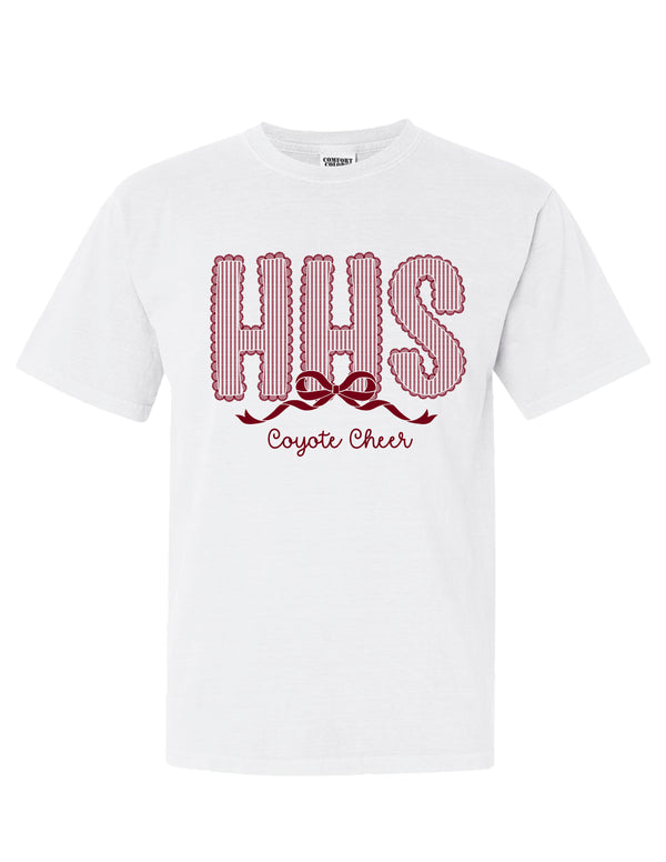 Heritage Cheer Seersucker Lace White Comfort Colors Tee