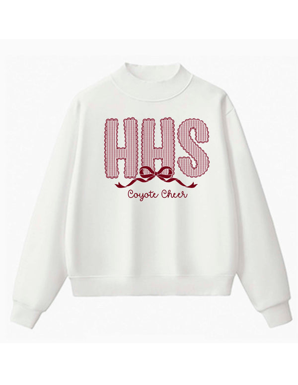 Heritage Cheer Seersucker Lace White Mock Neck Sweatshirt