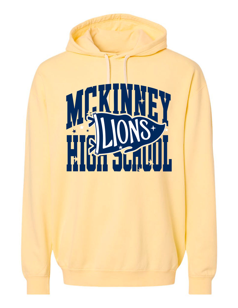 McKinney High Cheer Pennant Comfort Colors-Butter Hoodie