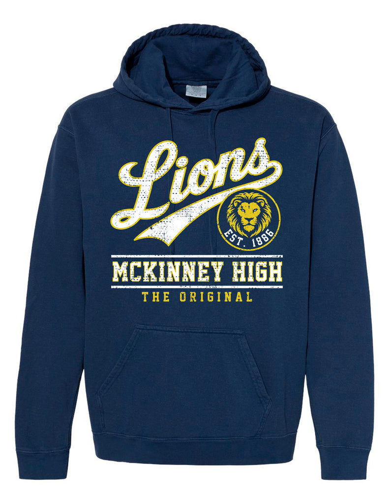 McKinney High Cheer Script Comfort Colors- Navy Hoodie