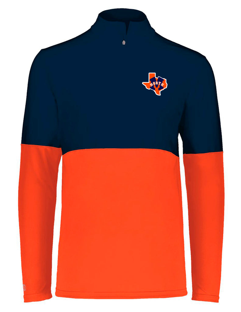 North Soccer Holloway Navy and Orange Quarterzip with Embroidered Logo