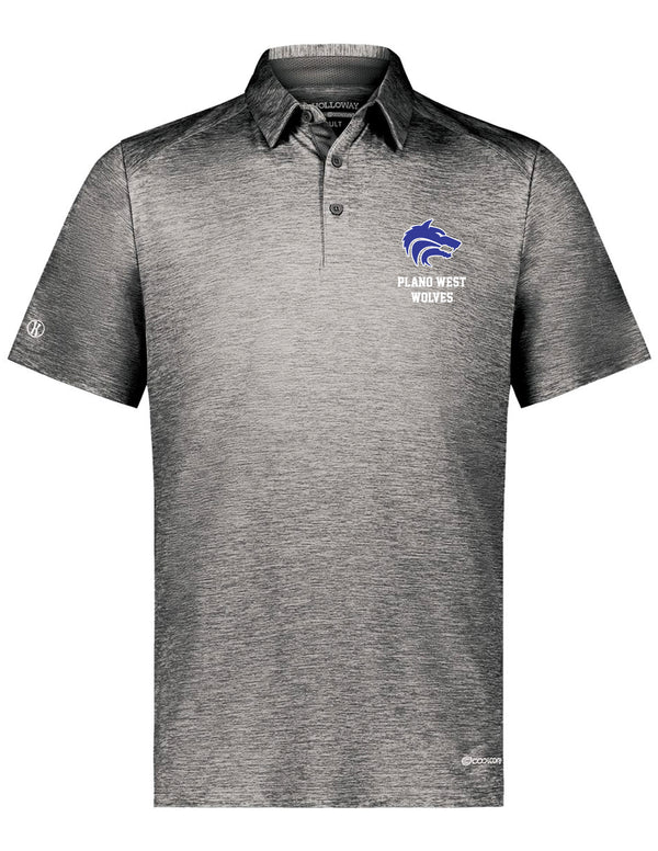 Plano West Holloway Heathered Black Polo with Embroidered Logo