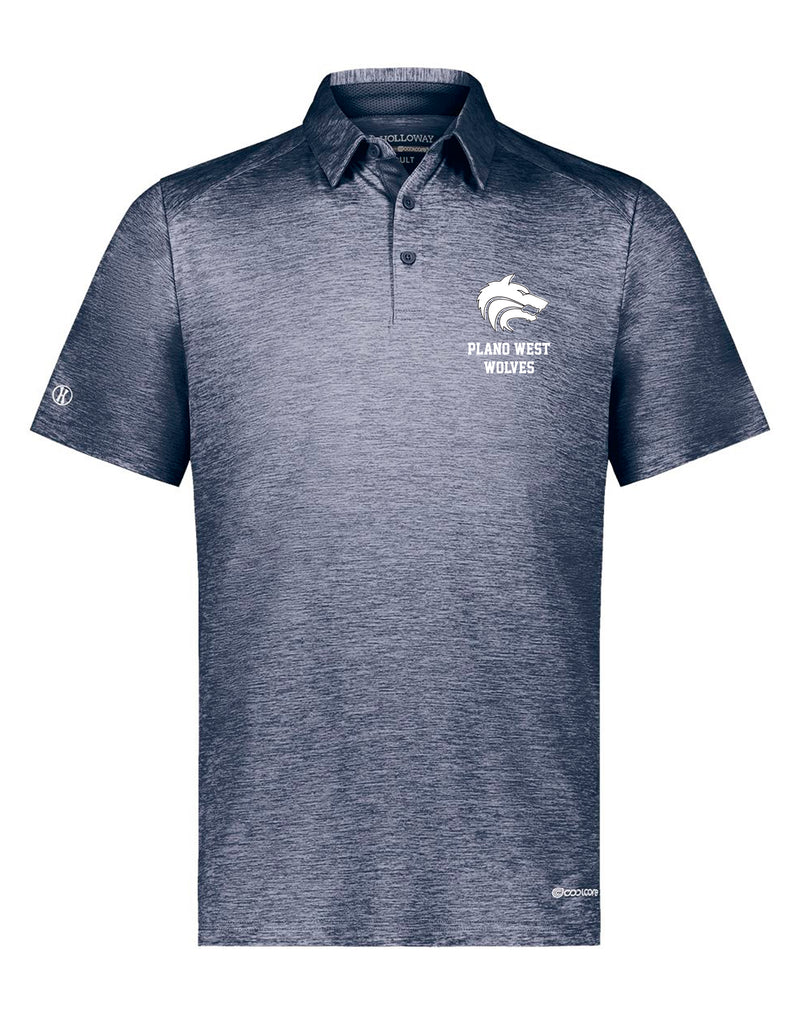 Plano West Holloway Heathered Navy Polo with Embroidered Logo