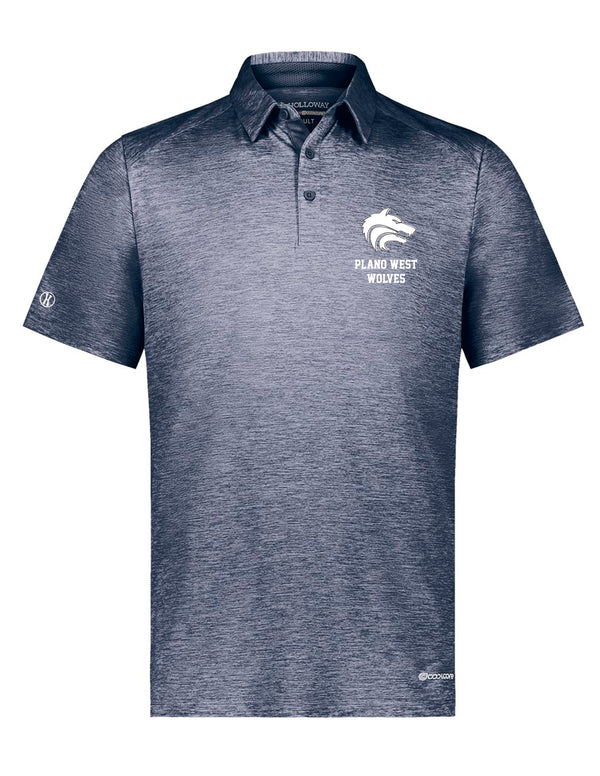 Plano West Holloway Heathered Navy Polo with Embroidered Logo