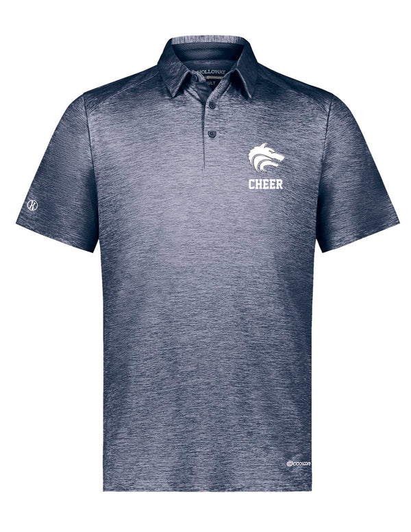 Plano West Cheer Holloway Heathered Navy Polo with Embroidered Logo CHEER