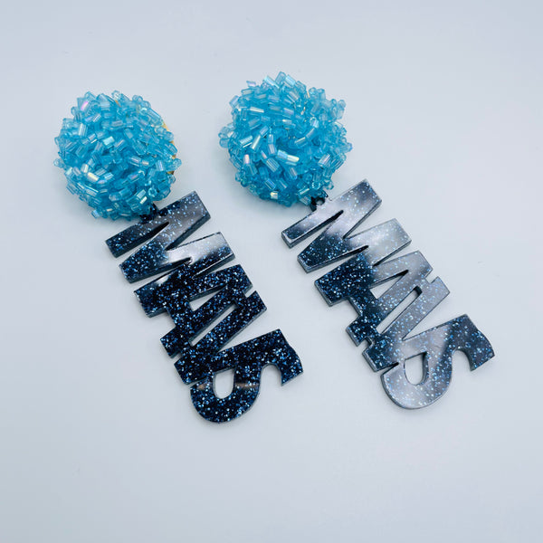 Emerson Football Laser Cut Glitter Acrylic MAVS Earrings
