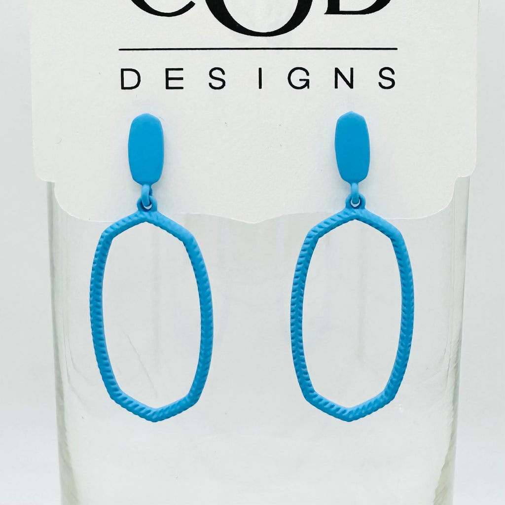 Emerson Football Light Blue Powder Coated Matte Earrings