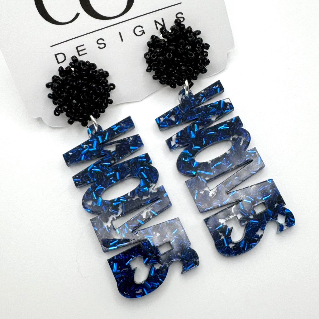Plano West Cheer Laser Cut Glitter Acrylic WOLVES Earrings
