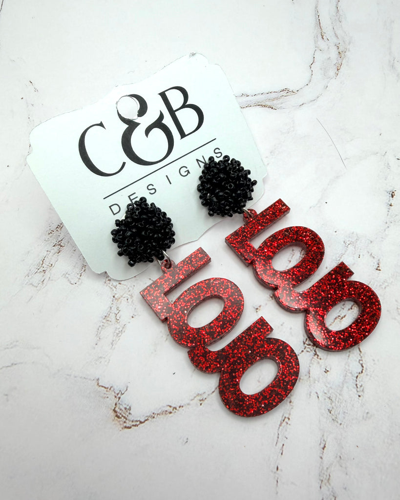 Lovejoy Football Laser Cut Glitter Acrylic LOJO Earrings
