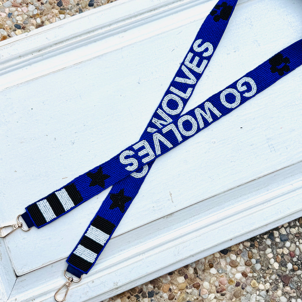Plano West JV Cheer GO WOLVES Custom Beaded Purse Strap