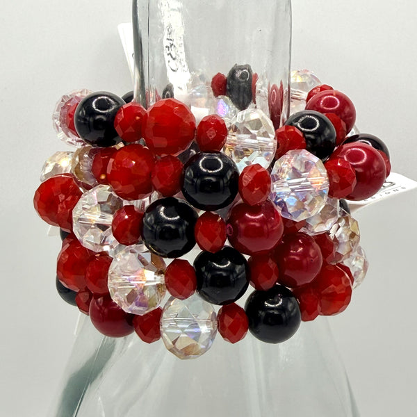Lovejoy Football Red, Black, and Clear Bubble Bracelet