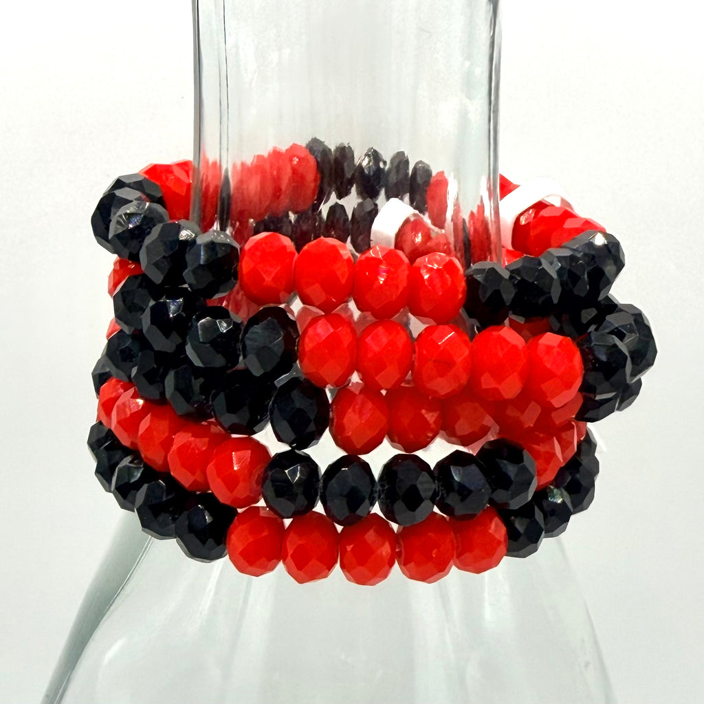 Lovejoy Football Simple Stretch Bracelet Black & Red