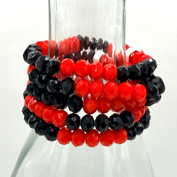Lovejoy Football Simple Stretch Bracelet Black & Red