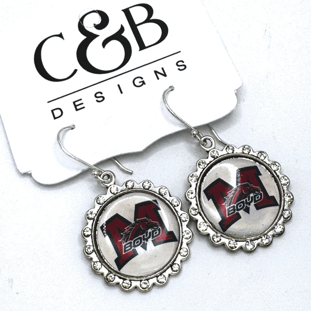 Boyd Cheer Gameday Silver Boyd LOGO Dangle Earrings