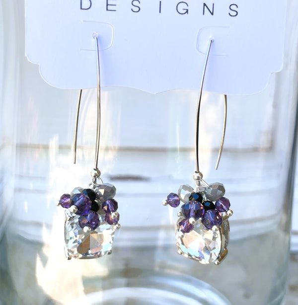 Indy Cheer Crystal Drop Earrings with Dangle Beads