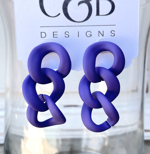 Indy Cheer Purple Link Style Earrings