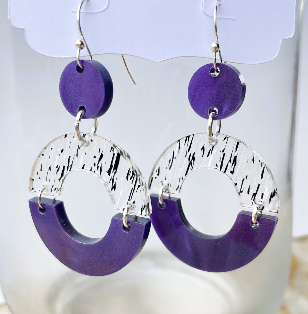 Indy Cheer Laser Cut Acrylic Half Circle Earrings