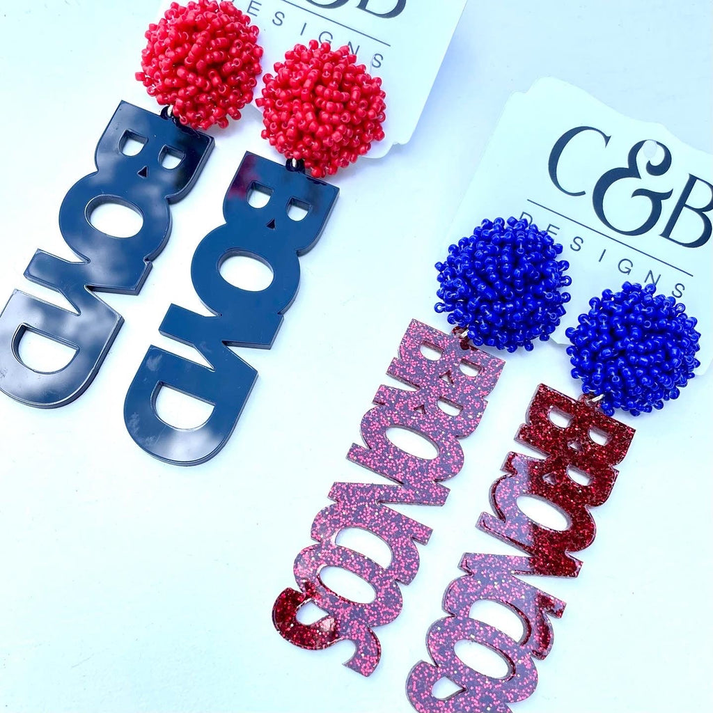 Boyd Cheer Gameday Acrylic BOYD or BRONCOS Dangle Earring