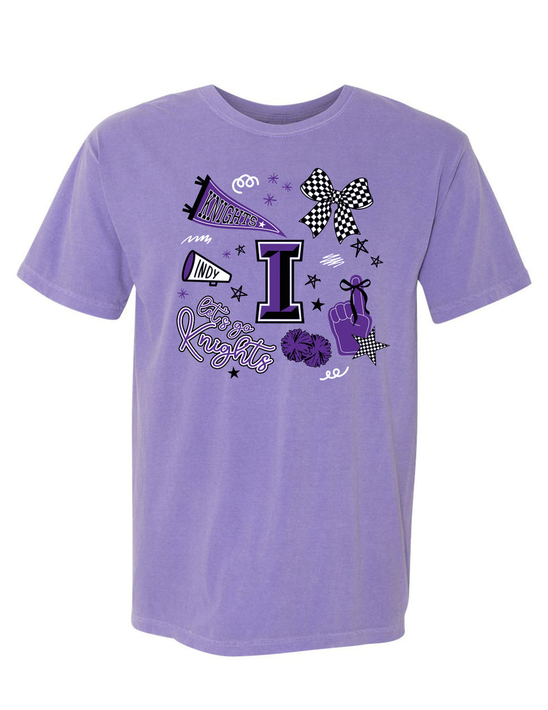 Indy Cheer Checker Doodles Comfort Colors Tee