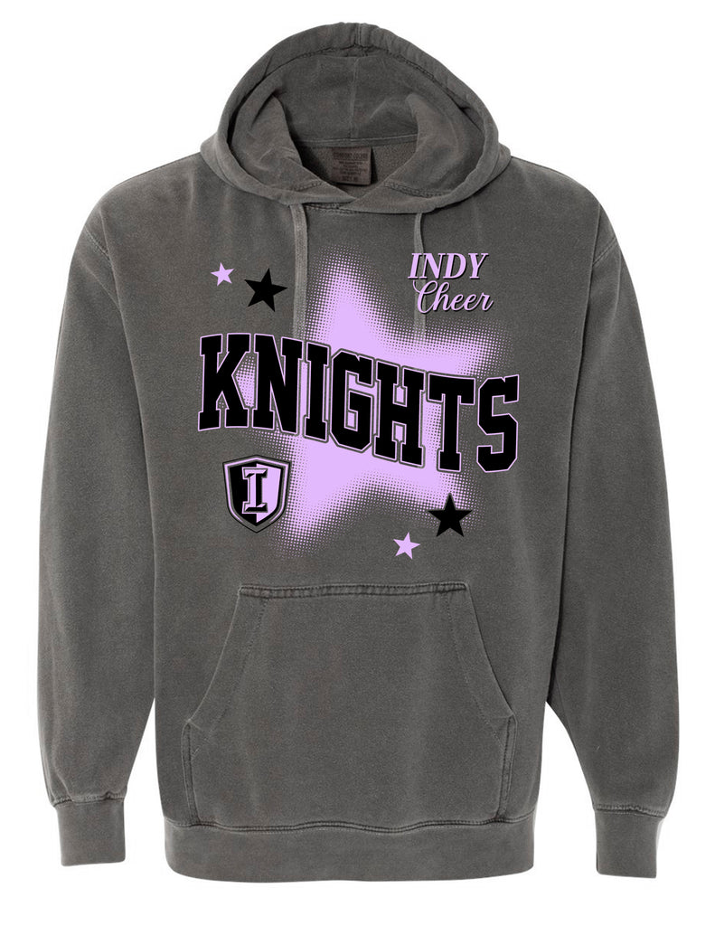 Indy Cheer Comfort Color Star Hoodie Pepper