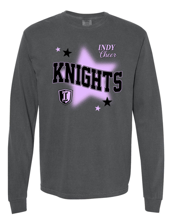 Indy Cheer Comfort Color Star Long Sleeve T-Shirt Pepper