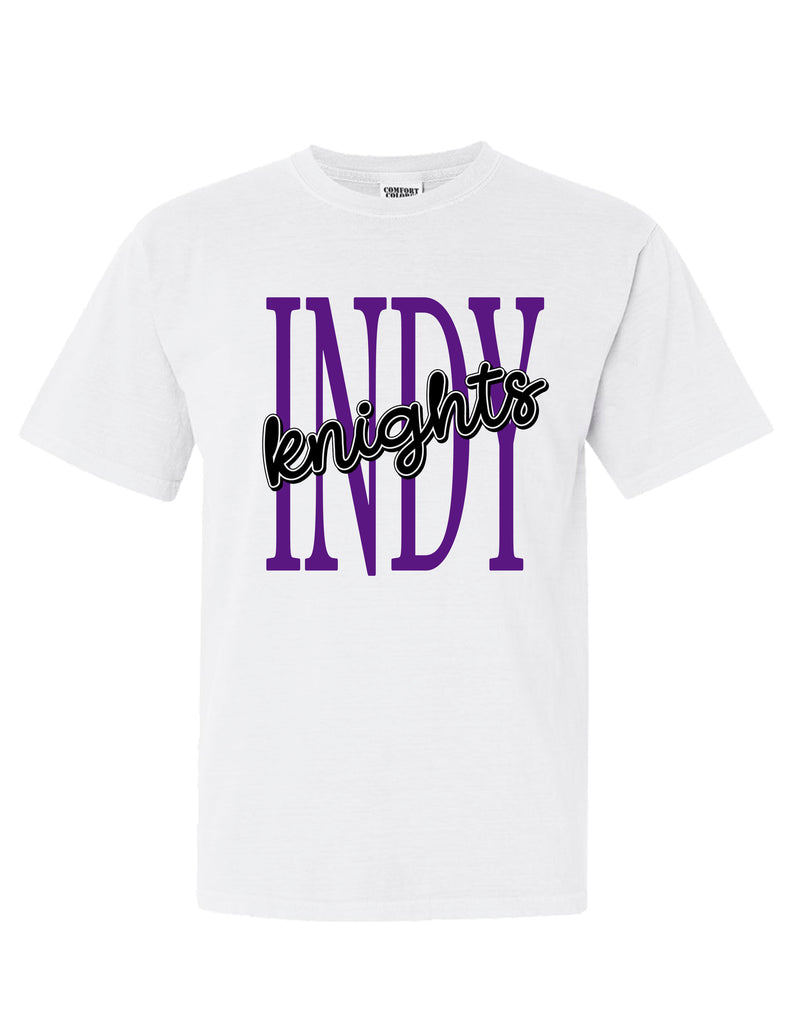Indy Cheer Comfort Color Tall Script Short Sleeve T-Shirt White