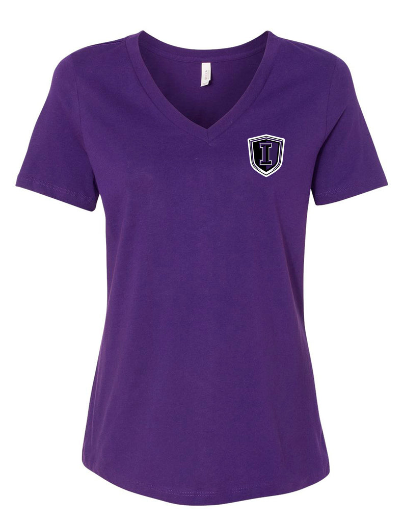 INDY Cheer Purple Bella Canvas Relaxed Fit Women's V-Neck T-shirt