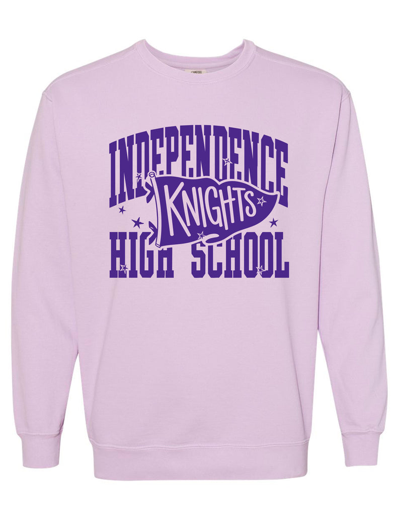 Indy Cheer Comfort Color Pennant Crewneck Sweatshirt Orchid