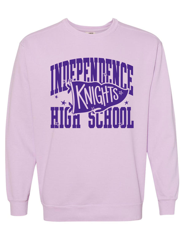 Indy Cheer Comfort Color Pennant Crewneck Sweatshirt Orchid