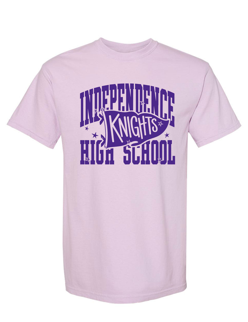 Indy Cheer Comfort Color Pennant Short Sleeve T-Shirt Orchid