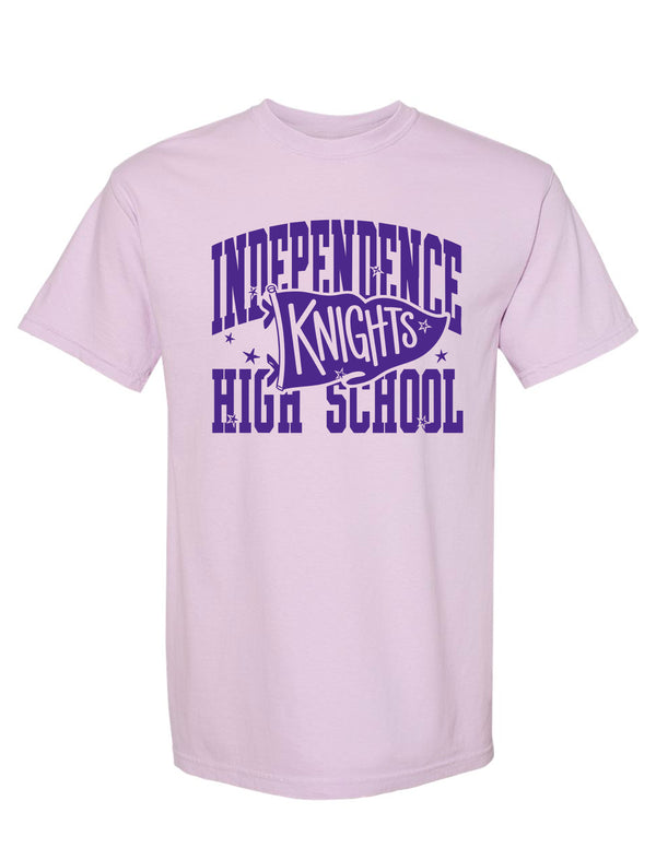 Indy Cheer Comfort Color Pennant Short Sleeve T-Shirt Orchid