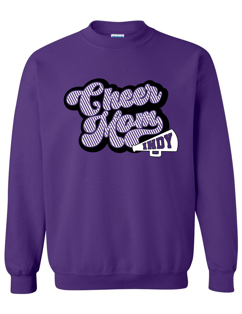 Indy Cheer Gildan Mom Crewneck Sweatshirt Purple