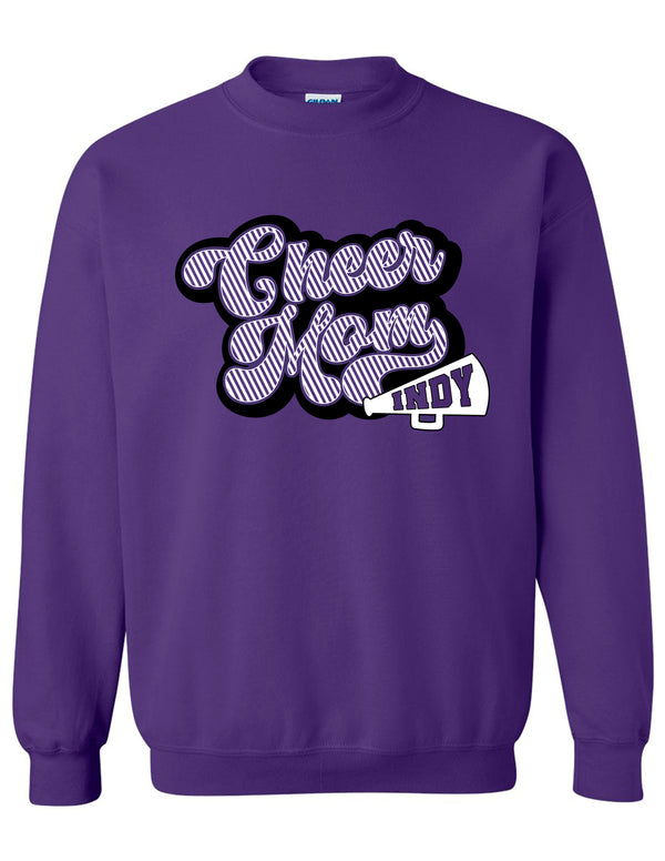 Indy Cheer Gildan Mom Crewneck Sweatshirt Purple