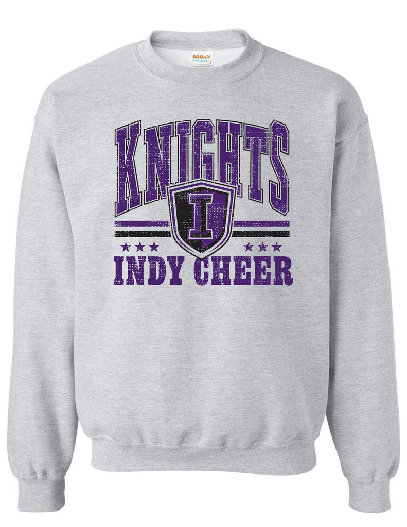Indy Cheer Gildan Shield Crewneck Sweatshirt Ash Gray