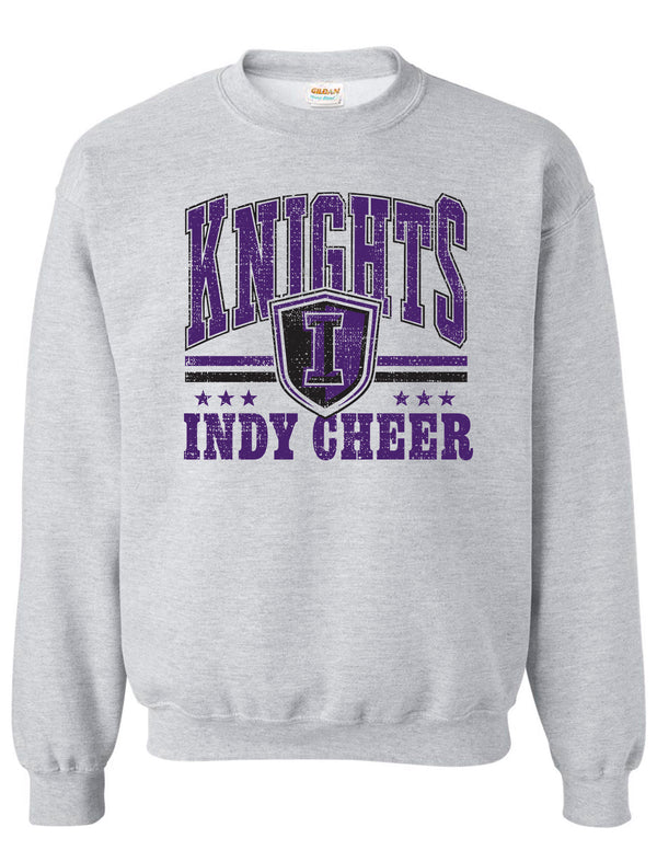 Indy Cheer Gildan Shield Crewneck Sweatshirt Ash Gray