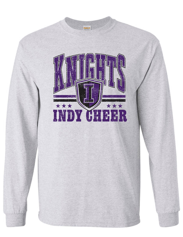 Indy Cheer Gildan Shield Long Sleeve T-Shirt Ash Gray
