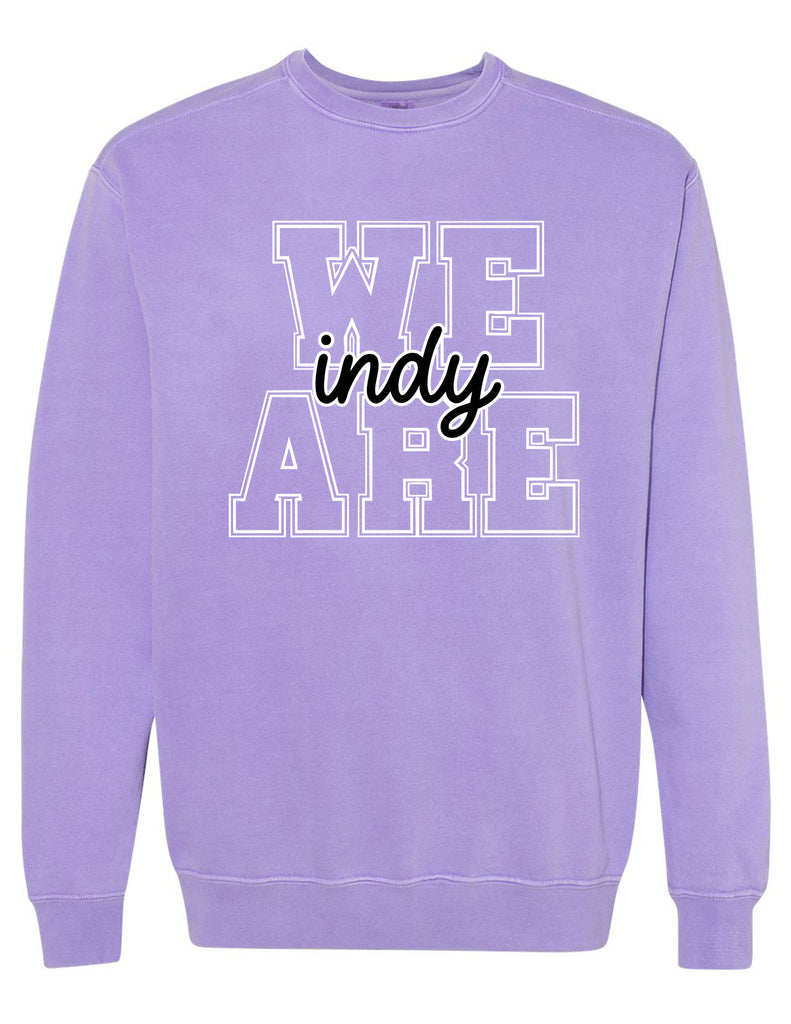 Indy Cheer Comfort Color We Are Crewneck Sweatshirt Violet