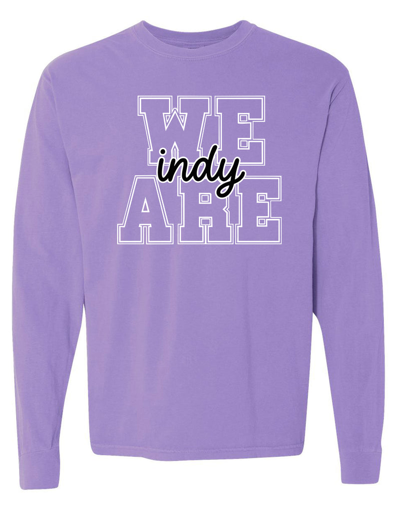 Indy Cheer Comfort Color We Are Long Sleeve T-Shirt Violet