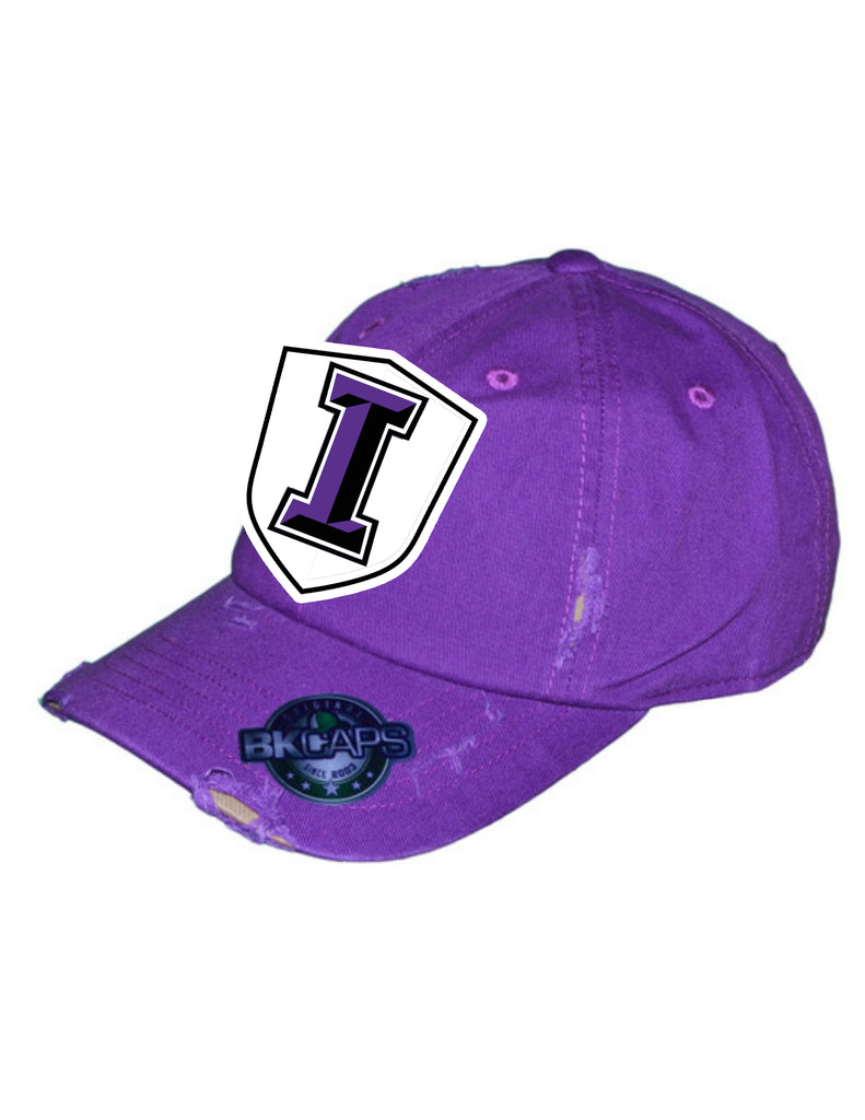 INDY Cheer Large Logo Patch Distressed Purple Hat
