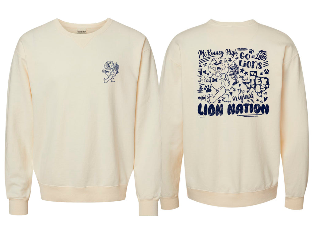 MHS English Ivory Lion Nation Frocket Crewneck