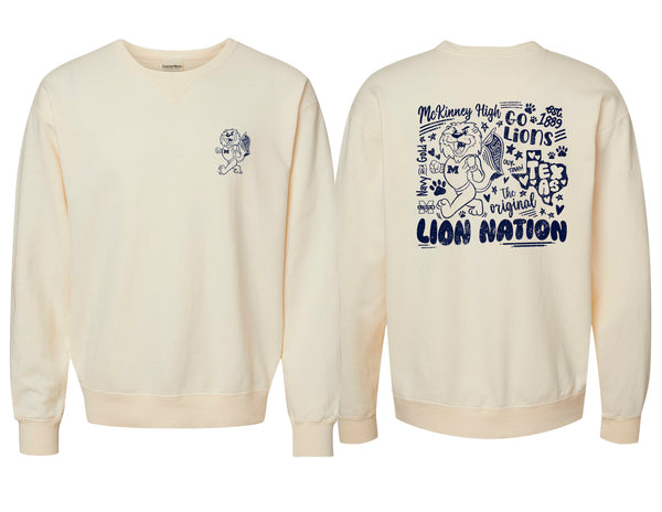 MHS English Ivory Lion Nation Frocket Crewneck