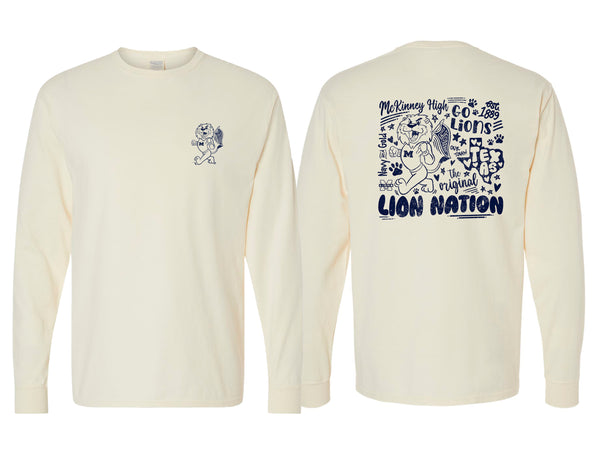 MHS English Ivory Lion Nation Frocket Long Sleeve Tee
