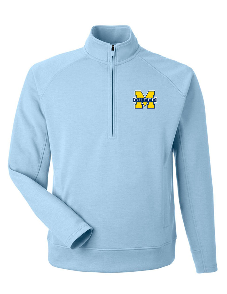 J. America Ice Blue Quarter Zip Sweatshirt with Embroidered Logo