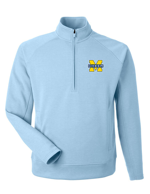 J. America Ice Blue Quarter Zip Sweatshirt with Embroidered Logo