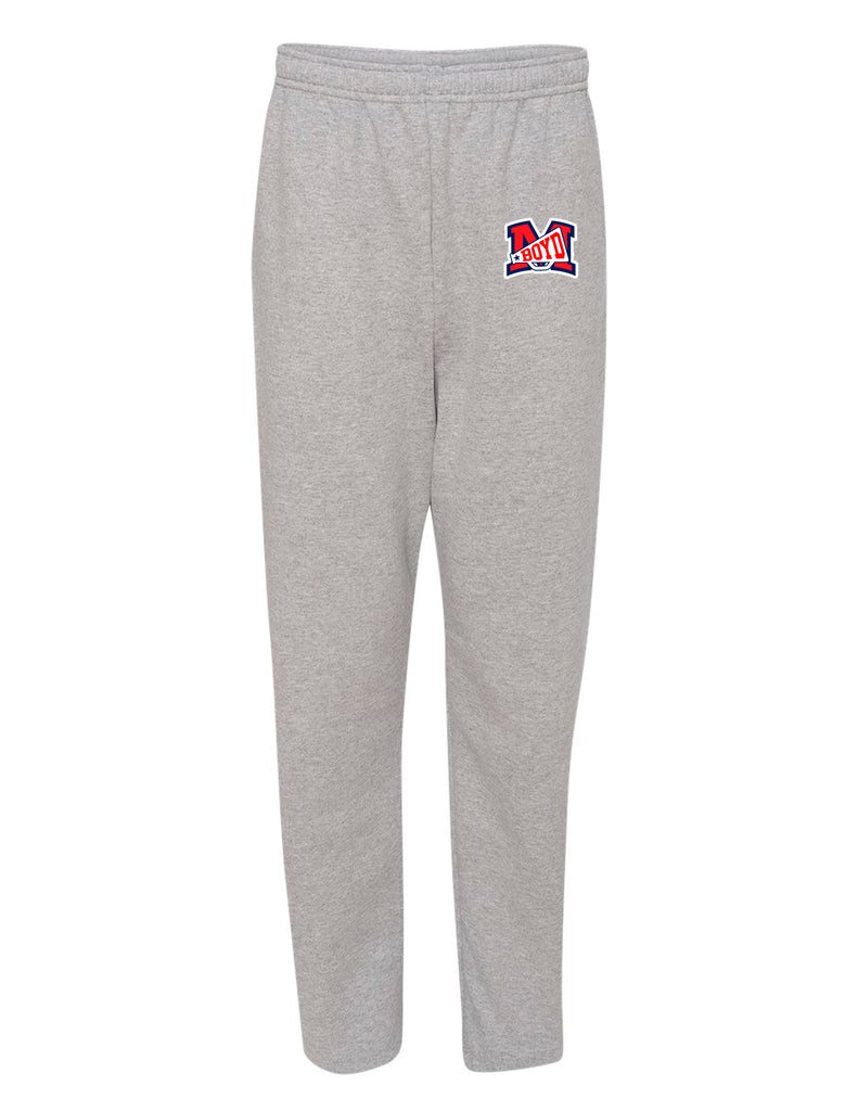 Boyd Cheer Gray Open Bottom Sweatpants with Embroidered Logo